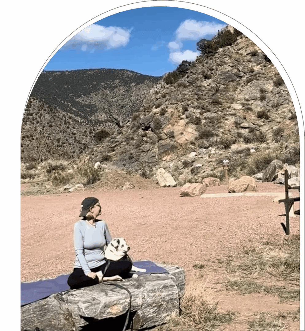 Outdoor meditation with dog
