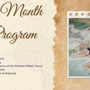 Wellness month program announcement with peaceful imagery.